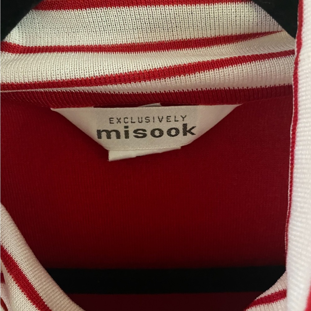 Misook Red & White Striped Knit Top Size XS - Picture 3 of 5